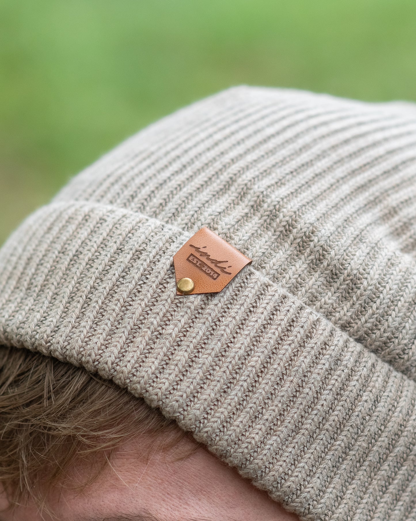 Ribbed Knit Beanie in Heather Beige