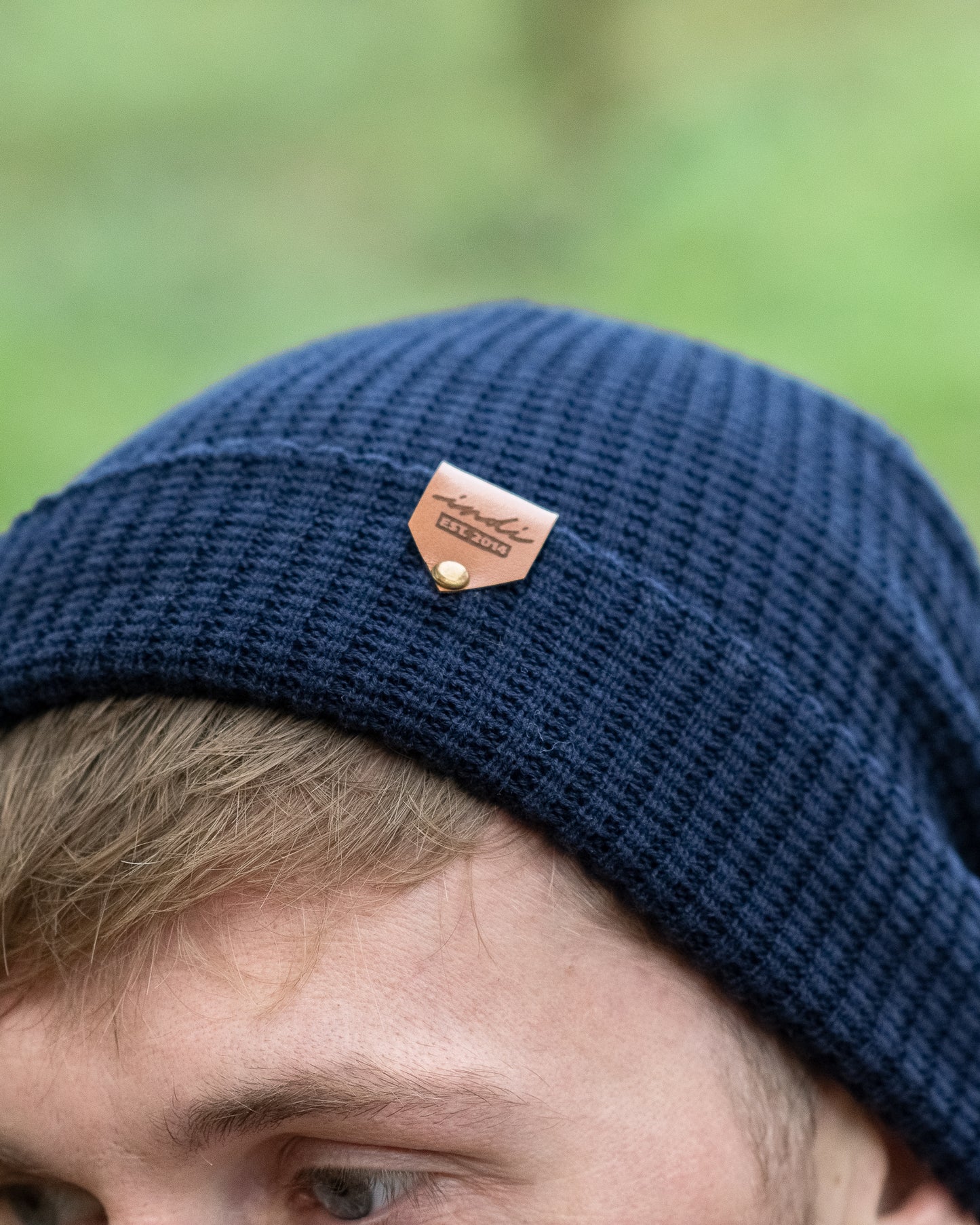 Waffle Knit Beanie in Navy