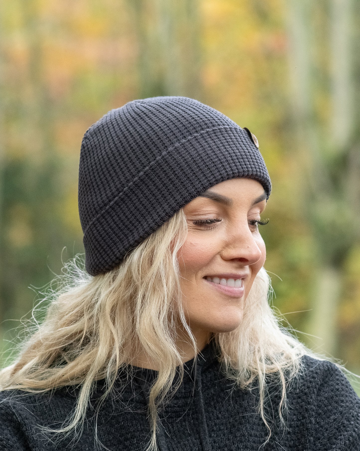 Waffle Knit Beanie in Graphite