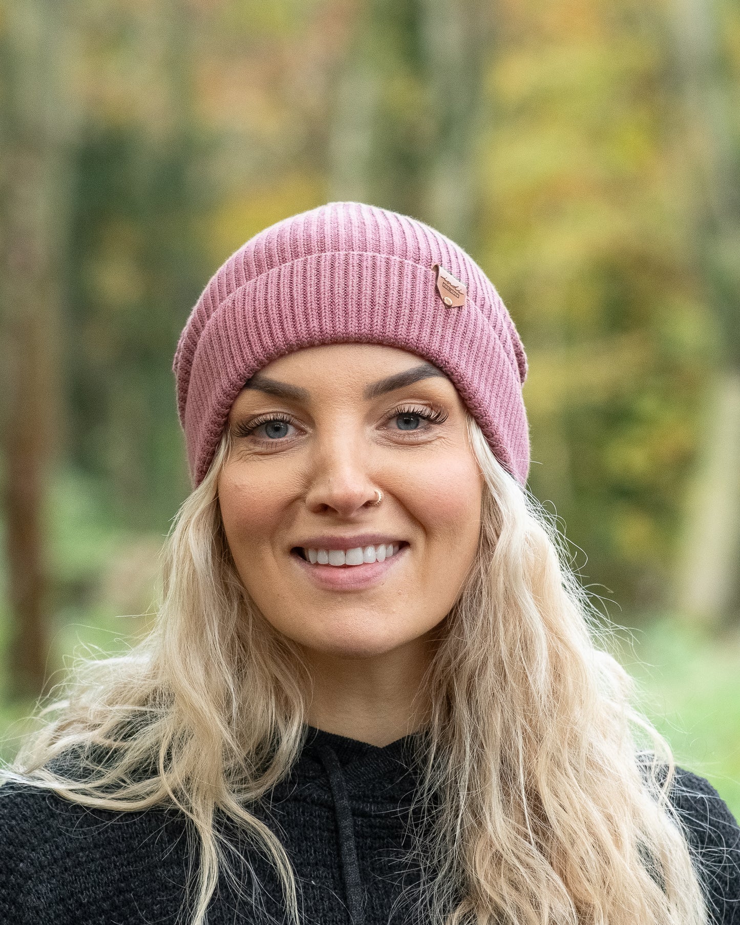 Ribbed Knit Beanie in Dusty Pink