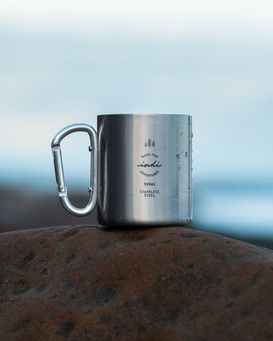 Indi 'Made for Adventures' Stainless Steel Carabiner Mug (325ml)