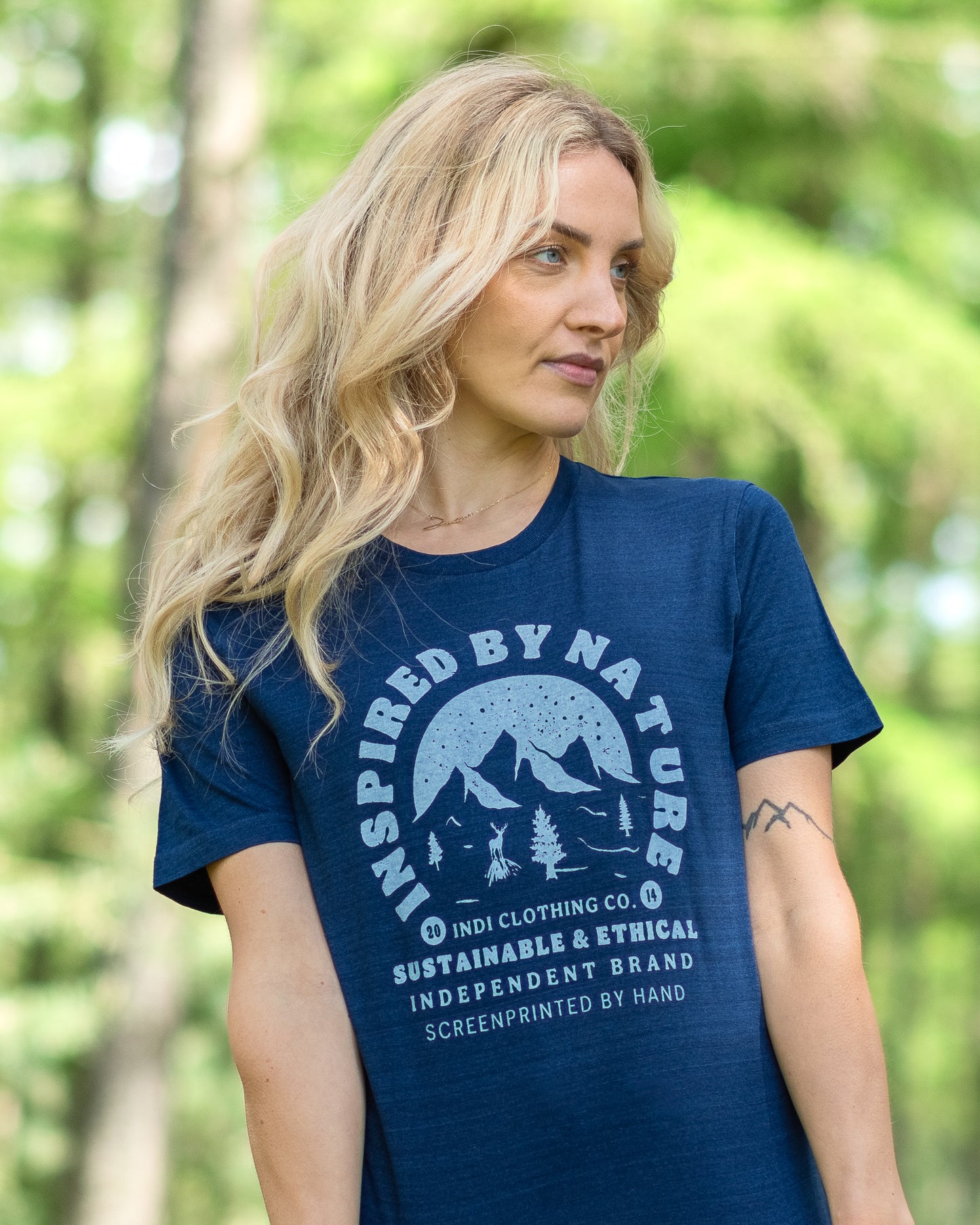 'Inspired By Nature' T-shirt in Vintage Denim Blue
