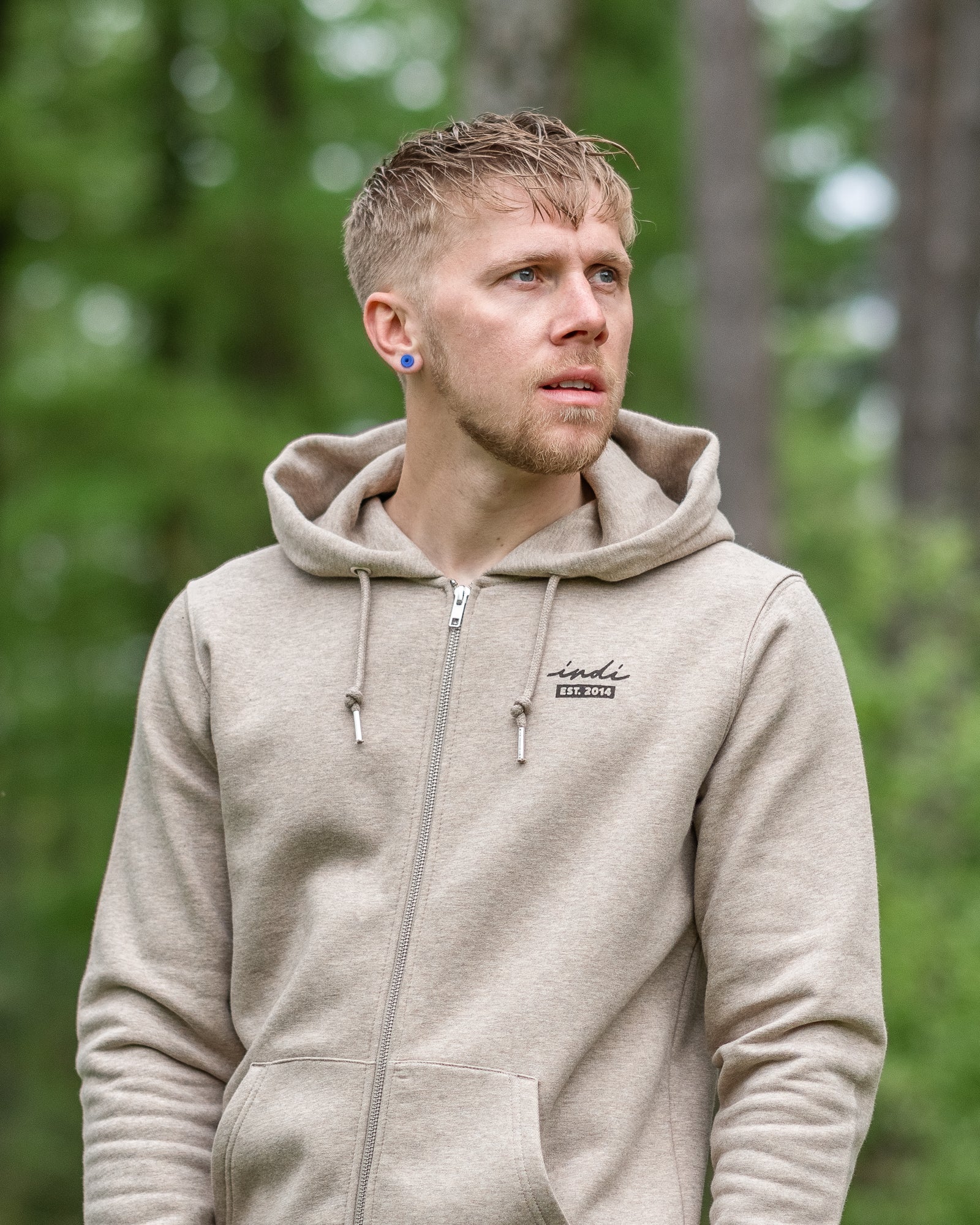 The Deluxe Full Zip Hoodie in Heather Beige Indi Clothing Co