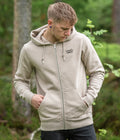 The Deluxe Full Zip Hoodie in Heather Beige