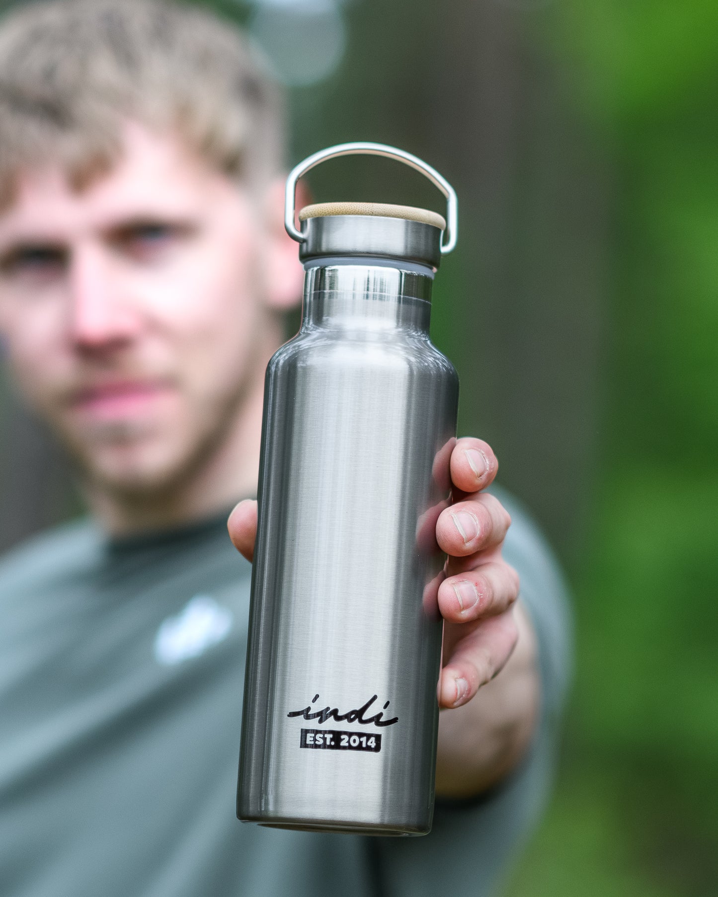 Bamboo Lid Insulated Water Bottle (600ml)