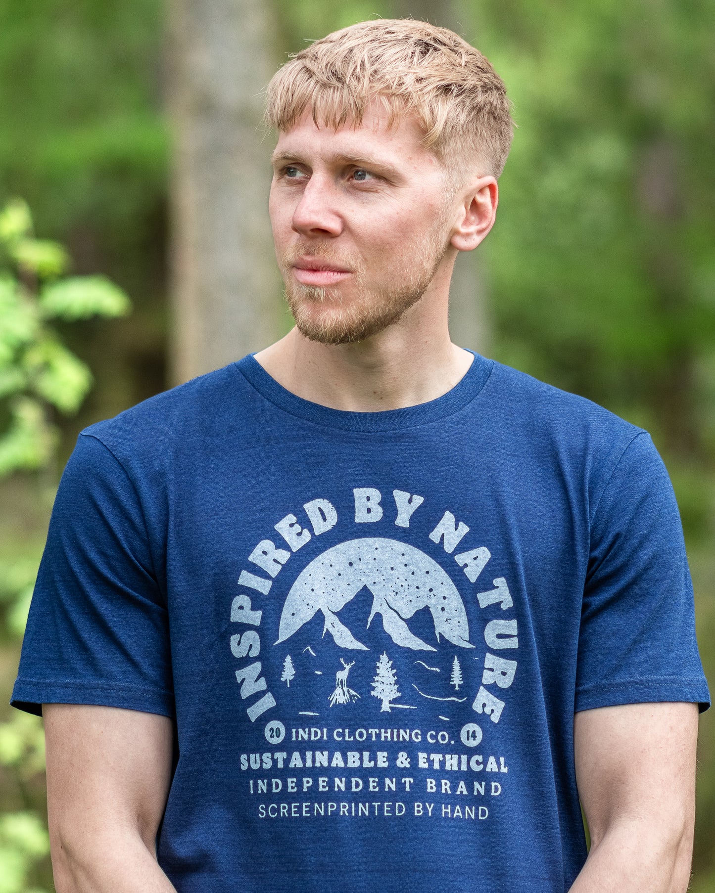 'Inspired By Nature' T-shirt in Vintage Denim Blue
