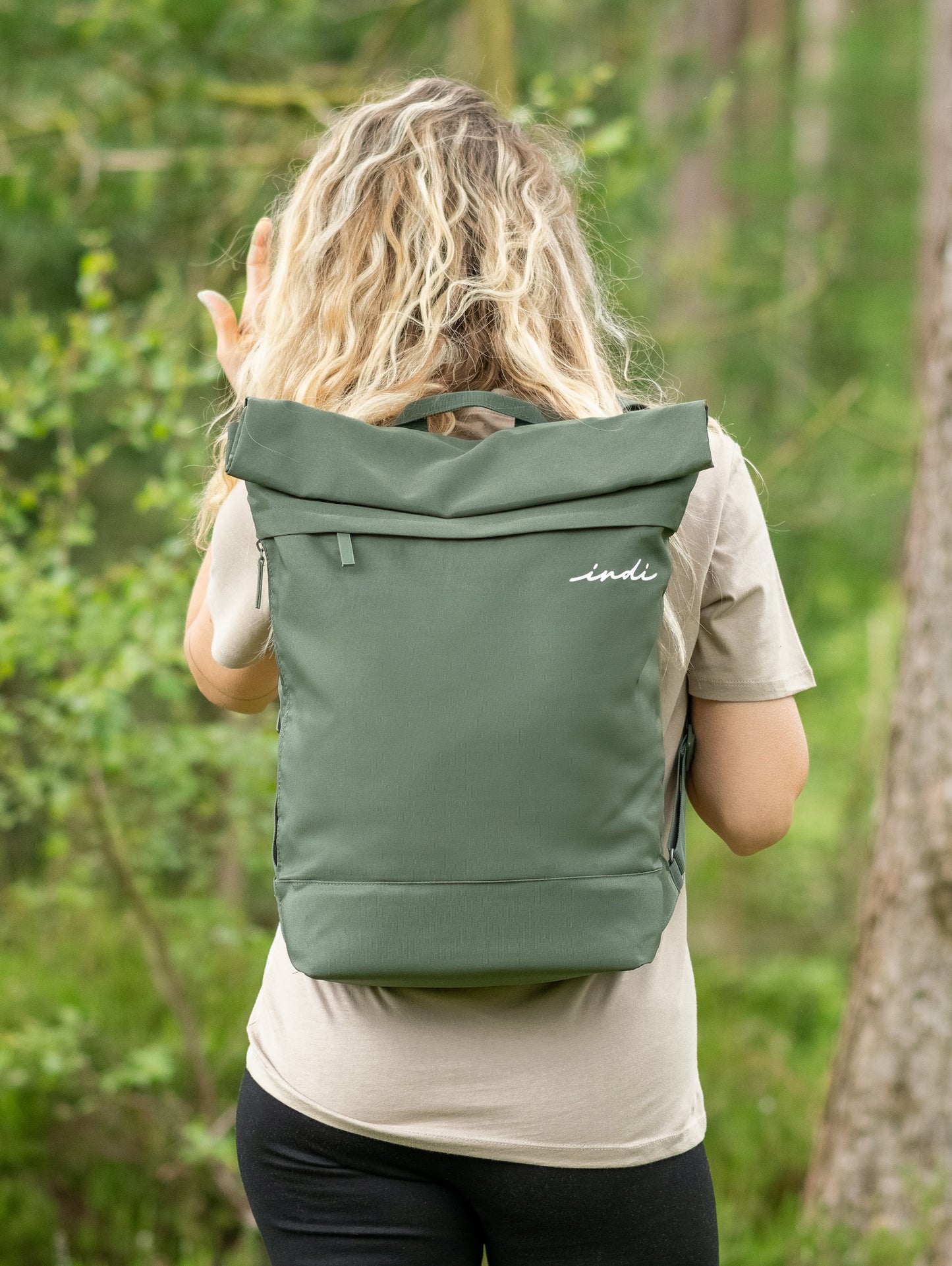 EcoJourney Minimal Roll-Top Backpack in Pine Green