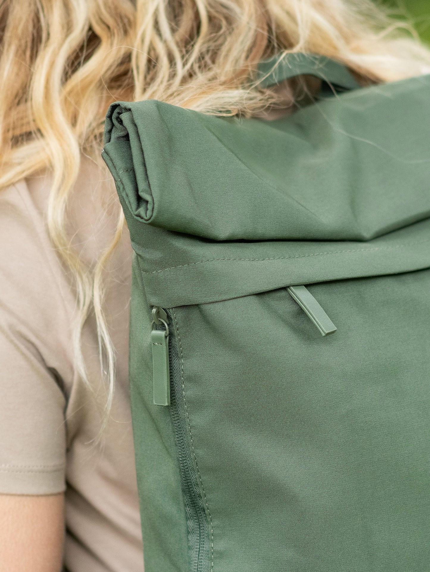 EcoJourney Minimal Roll-Top Backpack in Pine Green