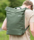 EcoJourney Minimal Roll-Top Backpack in Pine Green