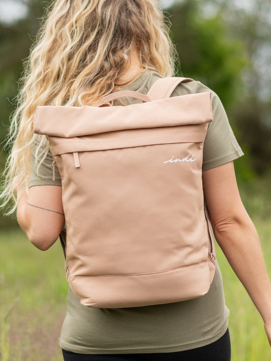 EcoJourney Minimal Roll-Top Backpack in Hazelnut