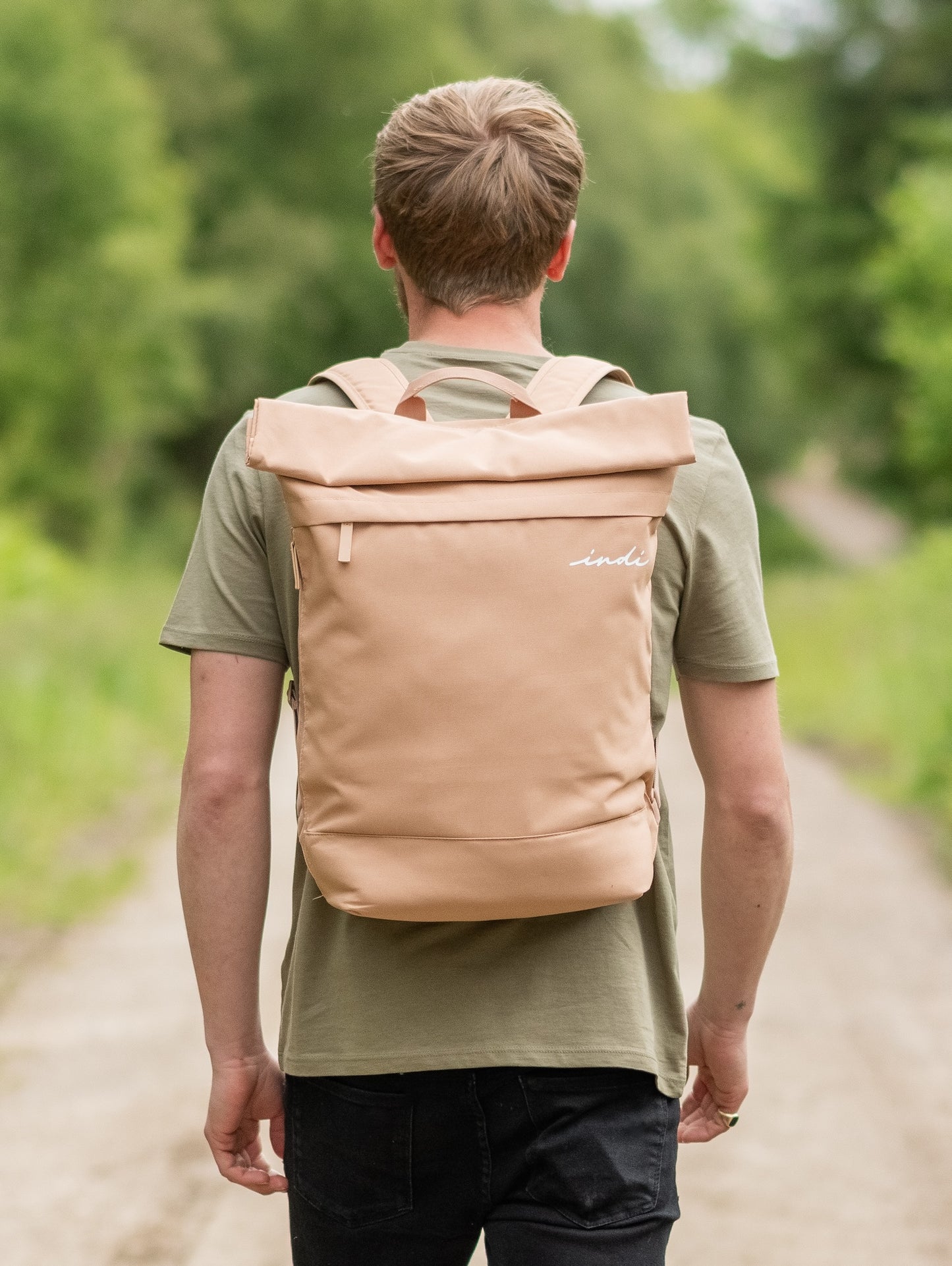 EcoJourney Minimal Roll-Top Backpack in Hazelnut