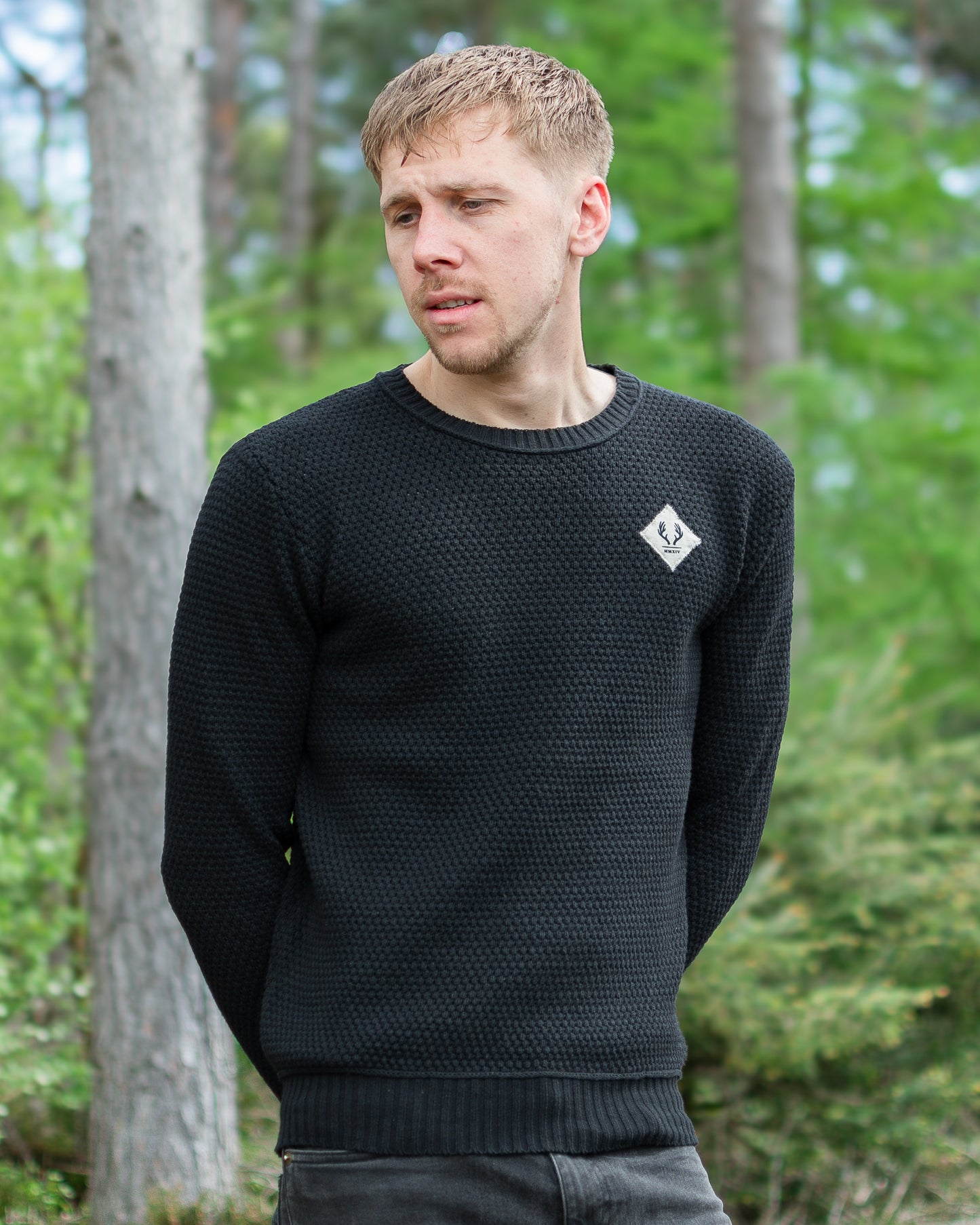 MMXIV Waffle Knit Sweater in Black