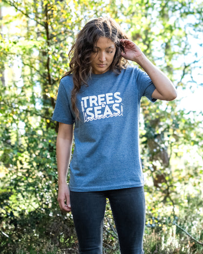 'Trees & Seas' T-shirt in Heather Blue